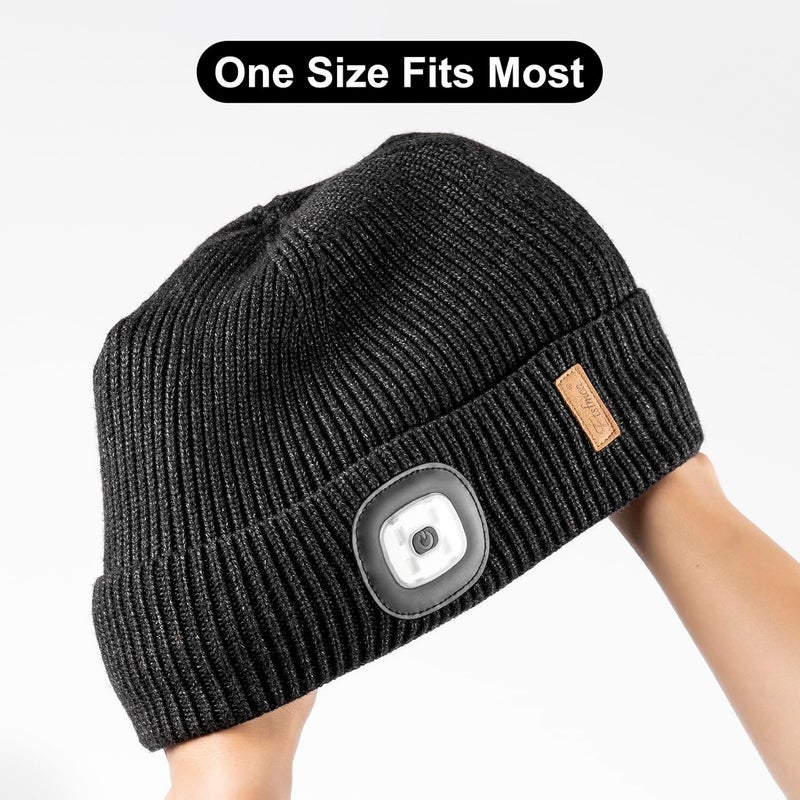 Etsfmoa Store Unisex Hat with Light,Fleece Lined Beanie Warm Knit Hat,Gifts for Men Women,Rechargeable LED Cap - Image 4
